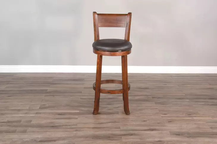 Tuscany Black Upholstered Swivel Bar Stool Set of 2