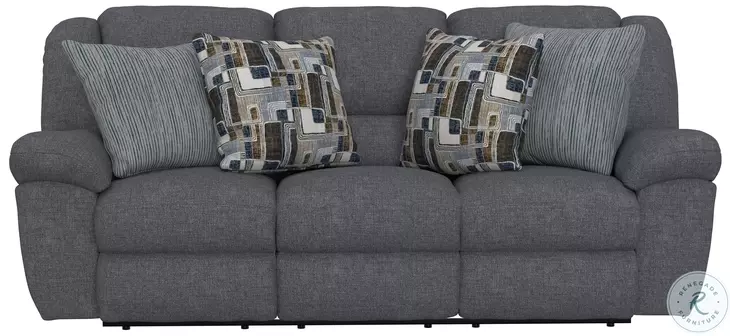 Trifecta Smoke Reclining 90" Sofa with Drop Down Table