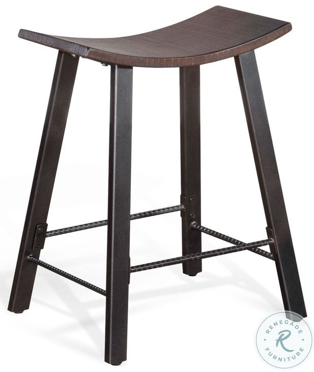 Maple Haze Dark Tobacco Leaf Saddle Counter Height Stool Set of 2