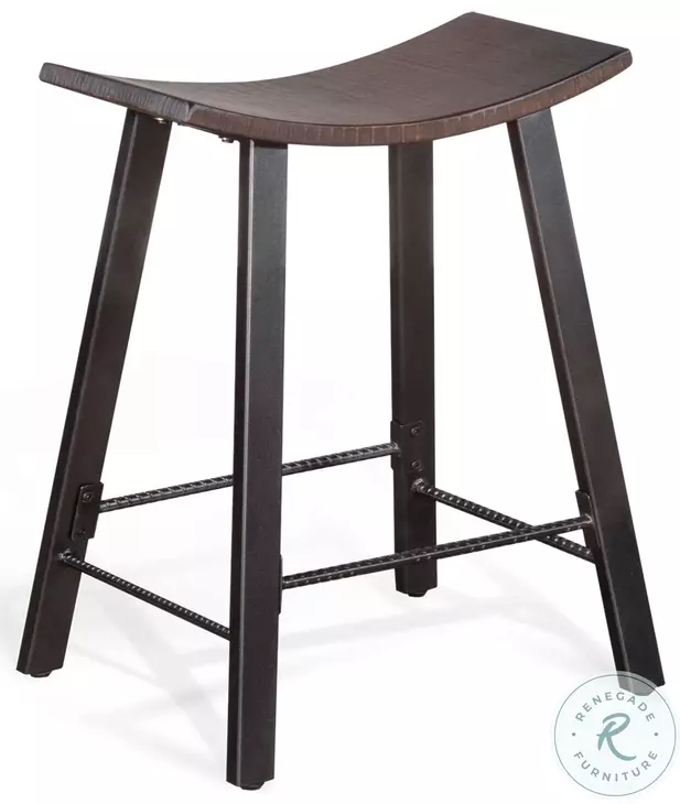 Maple Haze Dark Tobacco Leaf Saddle Counter Height Stool Set of 2