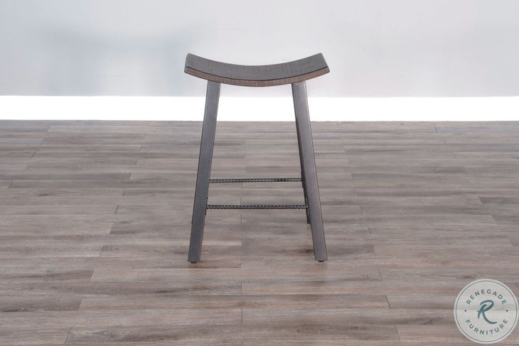 Maple Haze Dark Tobacco Leaf Saddle Counter Height Stool Set of 2