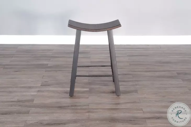 Maple Haze Dark Tobacco Leaf Saddle Counter Height Stool Set of 2