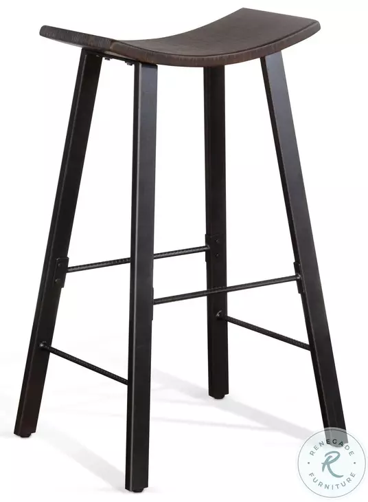 Autumn Echo Tobacco Leaf Saddle Seat Metal Barstool Set of 2