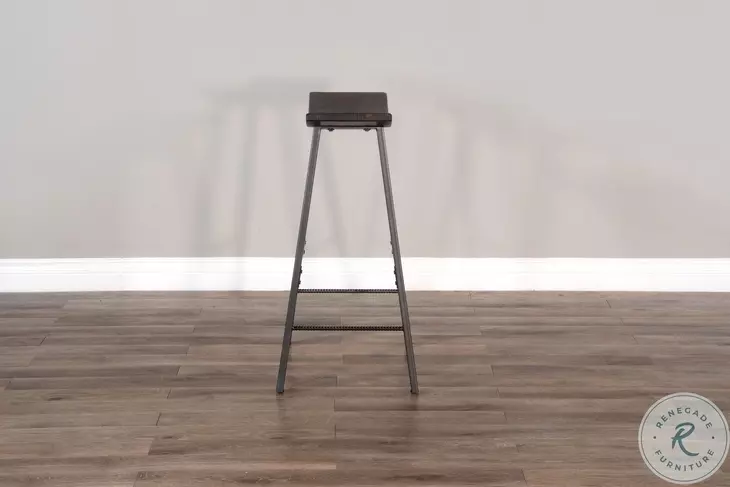 Autumn Echo Tobacco Leaf Saddle Seat Metal Barstool Set of 2