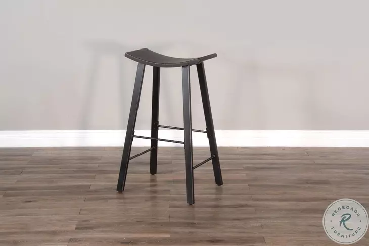 Autumn Echo Tobacco Leaf Saddle Seat Metal Barstool Set of 2