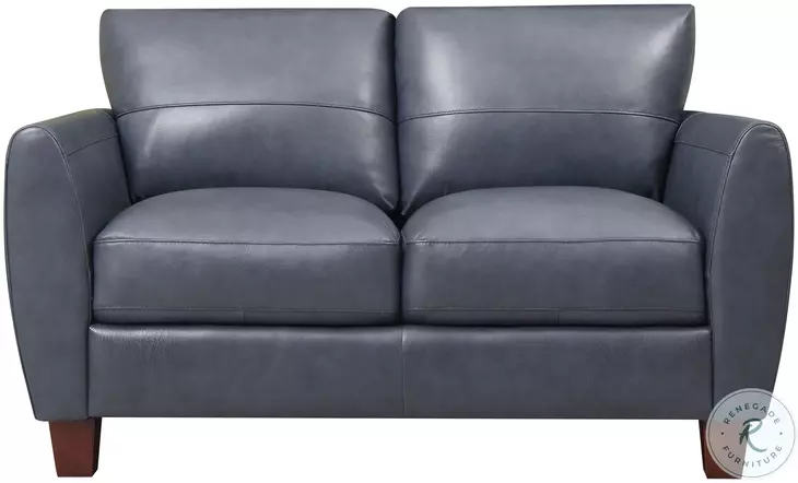 Traverse Blue Leather 58" Loveseat