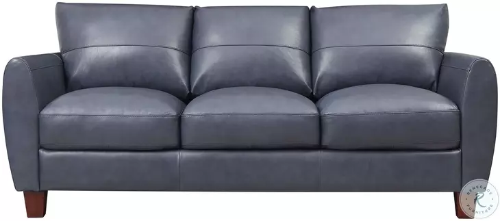 Traverse Blue Leather 82" Sofa