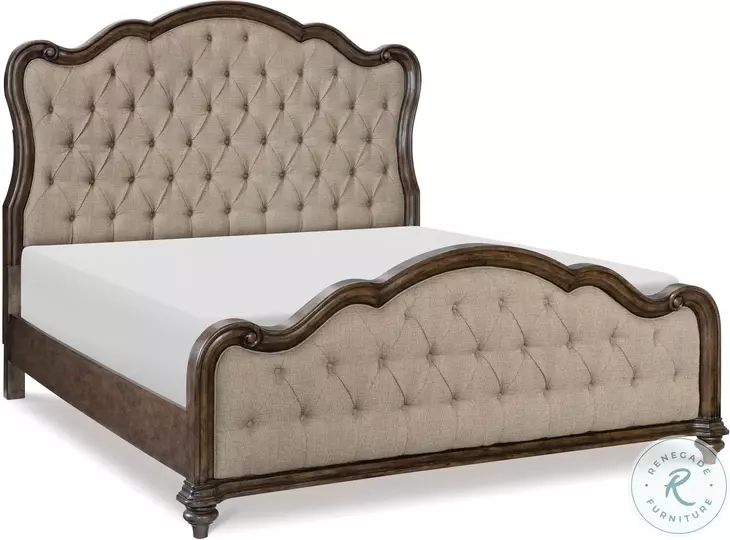 Heath Court Oak and Brown California King Upholstered Panel Bed