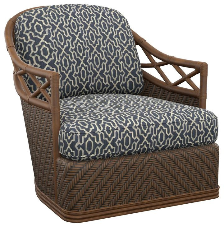 Diamond Cove Blue Upholstered Swivel Chair