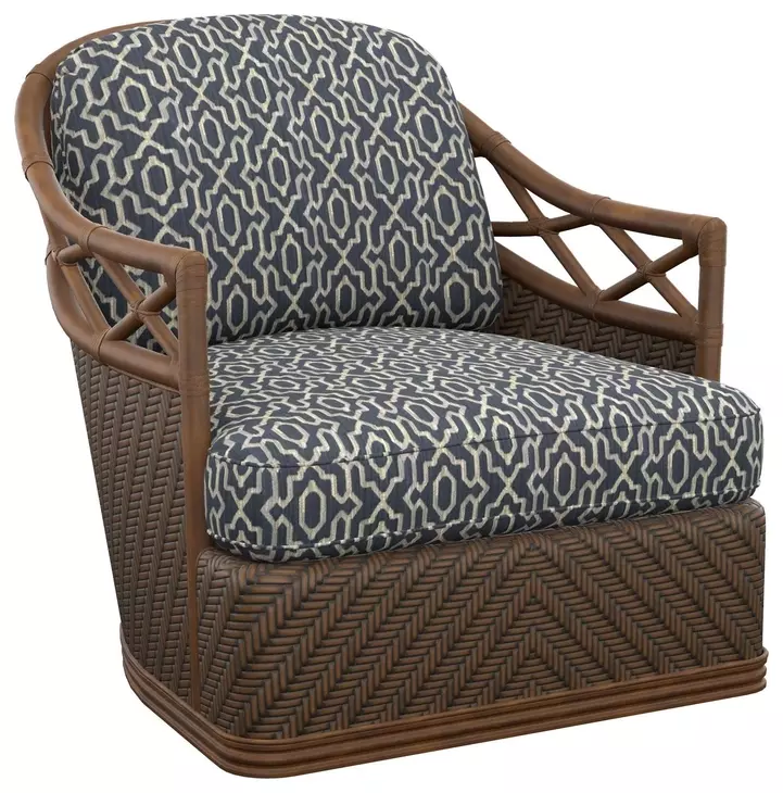 Diamond Cove Blue Upholstered Swivel Chair