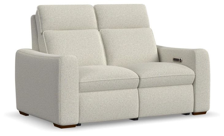 Ava Cream Performance Fabric 64" Triple Power Reclining Loveseat with USB Charging