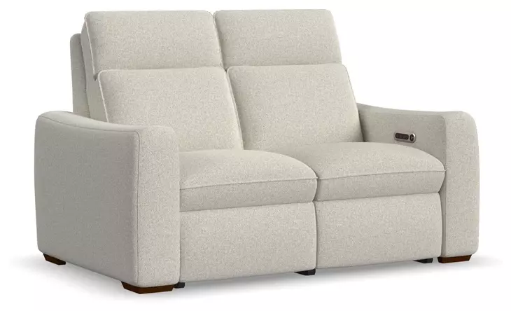 Ava Cream Performance Fabric 64" Triple Power Reclining Loveseat with USB Charging