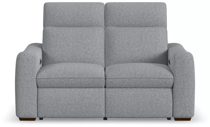 Ava Gray Performance Fabric 64" Triple Power Reclining Loveseat with USB Charging