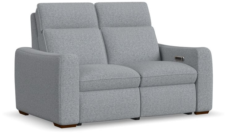 Ava Gray Performance Fabric 64" Triple Power Reclining Loveseat with USB Charging
