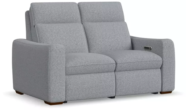 Ava Gray Performance Fabric 64" Triple Power Reclining Loveseat with USB Charging