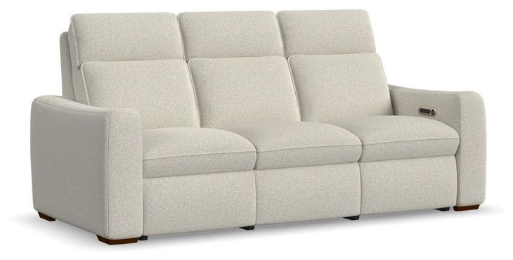 Ava Cream Performance Fabric 87" Triple Power Reclining Sofa with USB Charging