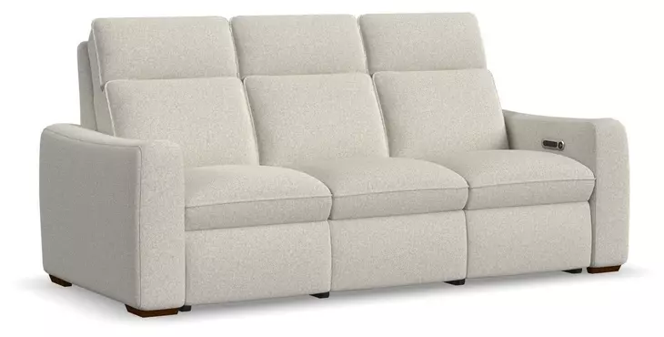 Ava Cream Performance Fabric 87" Triple Power Reclining Sofa with USB Charging