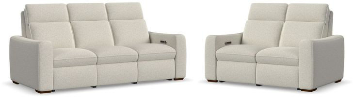Ava Cream Performance Fabric Triple Power Reclining Living Room Set