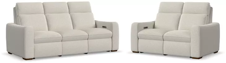 Ava Cream Performance Fabric Triple Power Reclining Living Room Set
