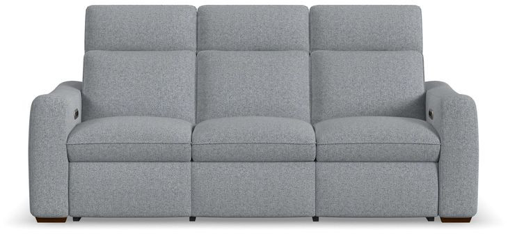 Ava Gray Performance Fabric 87" Triple Power Reclining Sofa with USB Charging