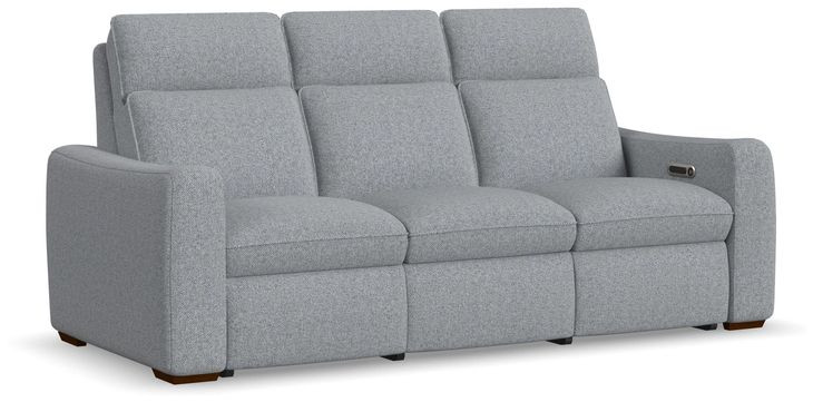 Ava Gray Performance Fabric 87" Triple Power Reclining Sofa with USB Charging