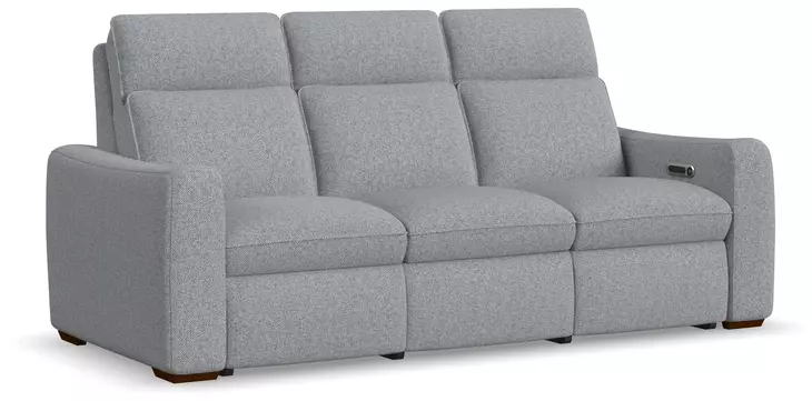 Ava Gray Performance Fabric 87" Triple Power Reclining Sofa with USB Charging