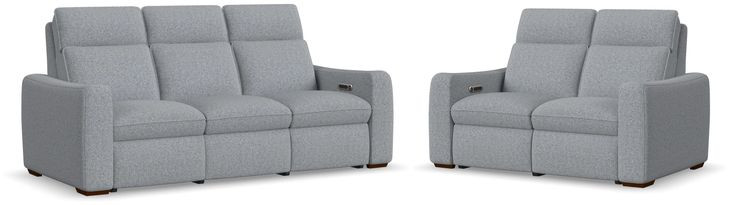 Ava Gray Performance Fabric Triple Power Reclining Living Room Set
