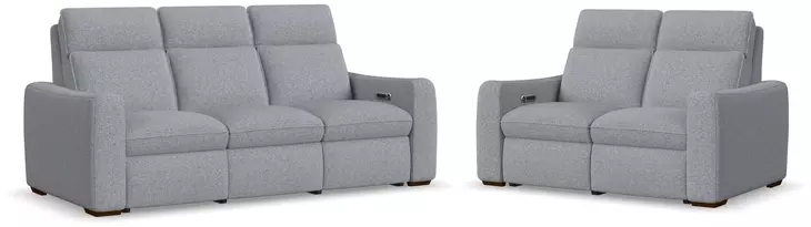 Ava Gray Performance Fabric Triple Power Reclining Living Room Set