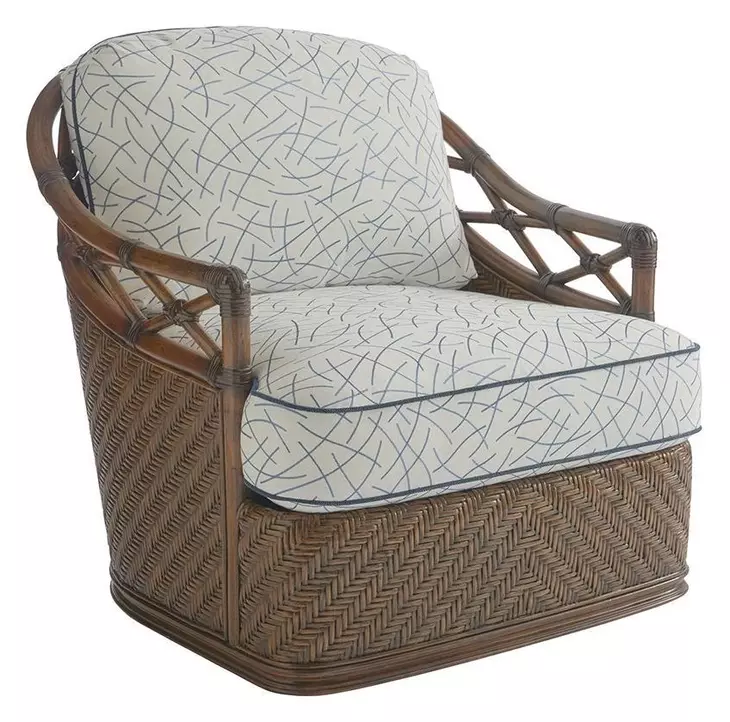 Bali Hai Diamond Cove Blue and White Upholstered Swivel Chair