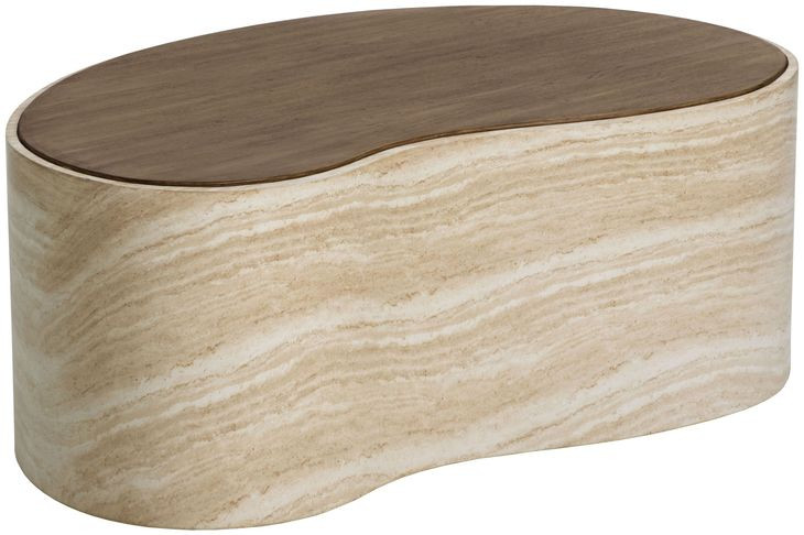 Ishiko Light Brown and Warm Brown Free Form Large Concrete Top Outdoor Cocktail Table