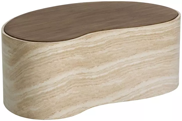 Ishiko Light Brown and Warm Brown Free Form Large Concrete Top Outdoor Cocktail Table