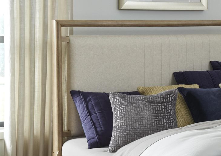 Arlington Nutmeg and Beige Queen Upholstered Panel Bed