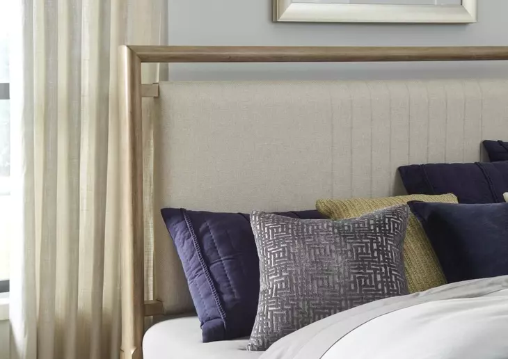 Arlington Nutmeg and Beige Queen Upholstered Panel Bed