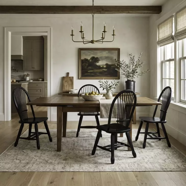 Legacy Manor Rustic Oak and Black 5 Piece Dining Set