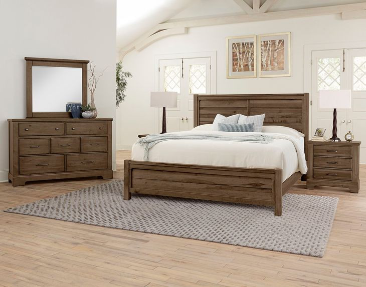 Cool Rustic Mink Queen Plank Panel Bed