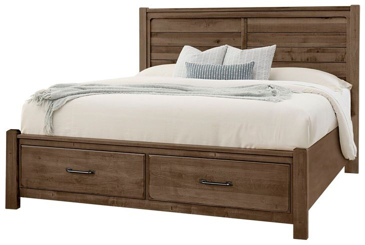 Cool Rustic Mink Plank Storage Panel Bedroom Set