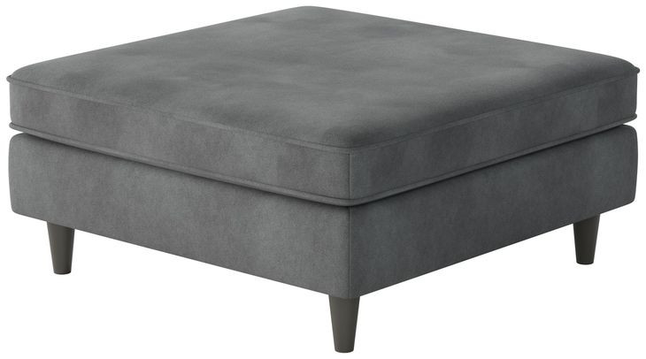 Bella Asphalt Gray Square Cocktail Ottoman