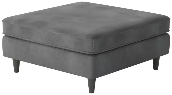 Bella Asphalt Gray Upholstered Square Cocktail Ottoman