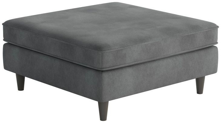 Bella Asphalt Gray Square Cocktail Ottoman