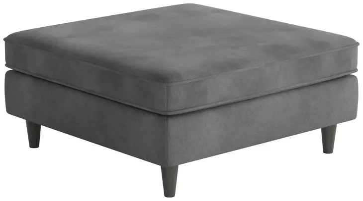 Bella Asphalt Gray Upholstered Square Cocktail Ottoman
