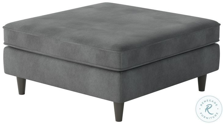 Bella Asphalt 38" Square Cocktail Ottoman