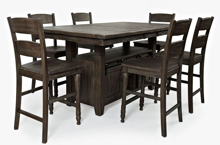 Madison County Barnwood Brown 7 Piece Counter Height Dining Set with Storage