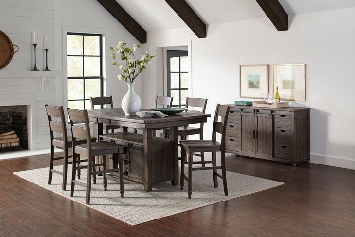Madison County Barnwood Brown 7 Piece Dining Set with Storage