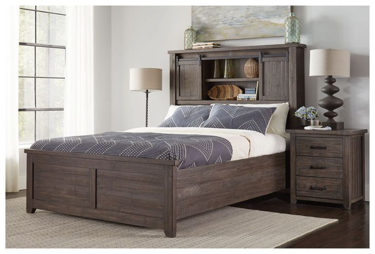 Madison County Barnwood Brown King Bookcase Bed