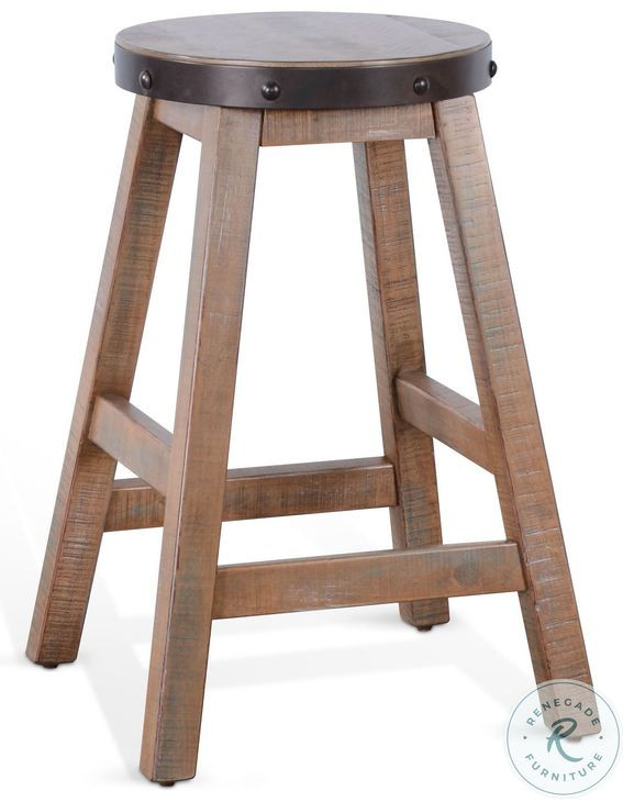 Willow Nest Antique Brown Wood Counter Height Stool