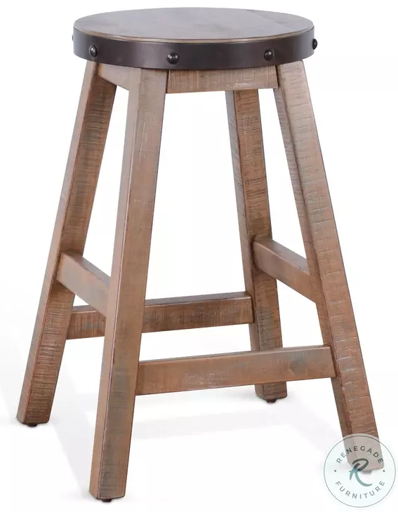 Willow Nest Antique Brown Wood Counter Height Stool