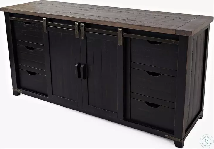 Madison County Vintage Black 70" Barn Door Server
