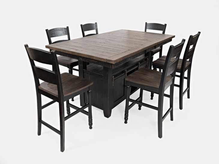 Madison County Brown and Vintage Black 7 Piece Counter Height Dining Set with Storage