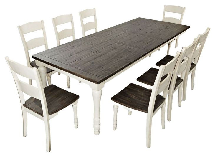 Madison County Brown and Vintage White 9 Piece Dining Set