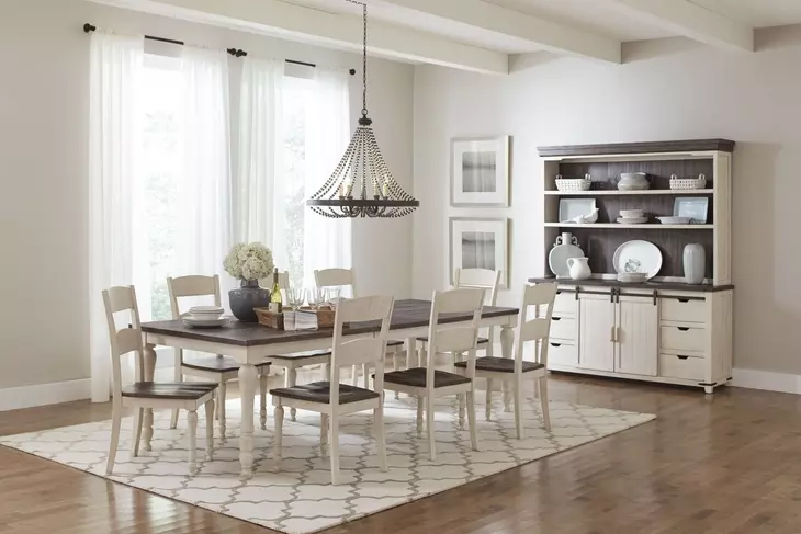 Madison County Brown and Vintage White 9 Piece Dining Set